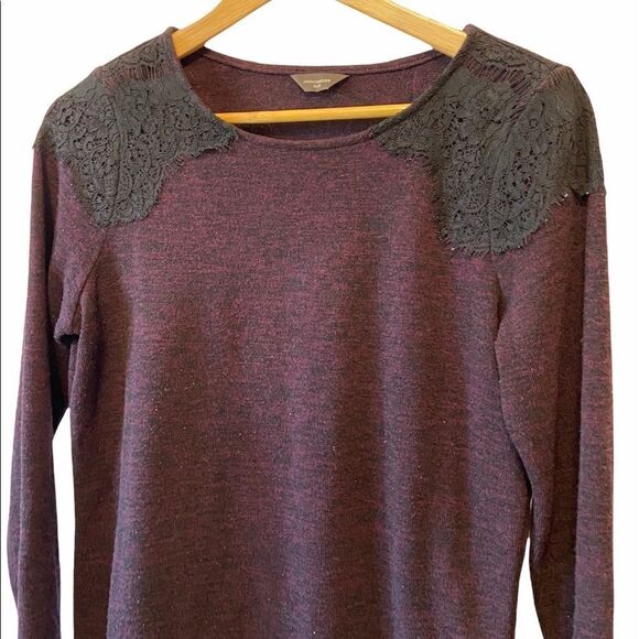 DENVER HAYES Deep Purple Knit Lace Top Sweater M - Picture 3 of 9